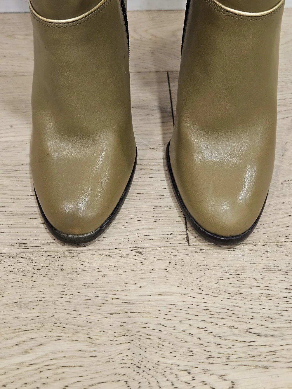 Vintage The Wild Pair Olive Leather Stiletto Knee High Boots Retro 1970/80s
